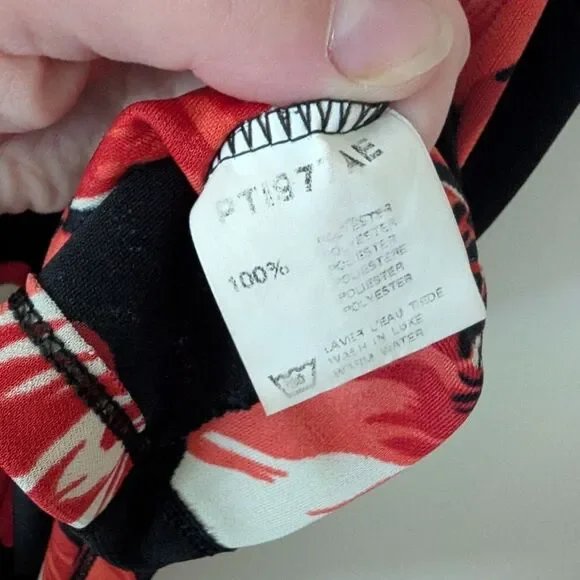 Vintage 90s Naf Naf Floral‎ Red Black Tank Top Size Medium - Picture 4 of 8